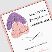 Invitation Fille citrouille rose violet Halloween 1er anniver