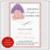 Invitation Fille citrouille rose violet Halloween 1er anniver