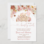 Invitation Fille Citrouille Teddy Bear Floral Fall Baby showe (Devant)