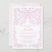 Invitation Fille Classique Bébé Fantaisiste Unique Dessinée à (Devant)
