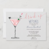 Invitation Fille cocktail rose sorcières Halloween nuptiale d (Devant)