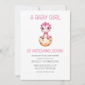 Invitation Fille Code QR Dinosaure Naîtra Bientôt Baby Shower (Devant)