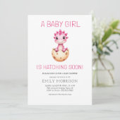 Invitation Fille Code QR Dinosaure Naîtra Bientôt Baby Shower (Debout devant)