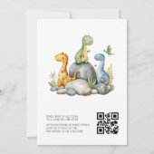 Invitation Fille Code QR Dinosaure Naîtra Bientôt Baby Shower (Dos)