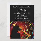 Invitation Fille colorée dansant et notes musicales (Devant)