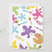 Invitation Fille colorée de peinture d'arc-en-ciel (Dos)