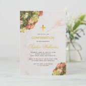 Invitation Fille Confirmation Armoise de marbre floral Script (Debout devant)