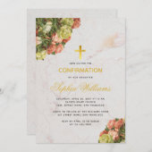 Invitation Fille Confirmation Armoise de marbre floral Script (Devant / Derrière)