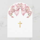 Invitation Fille confirmation rose bow floral & croix élégant (Dos)