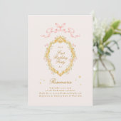 Invitation Fille Conte de Fées Princesse Arc Rose Fête d'anni (Debout devant)