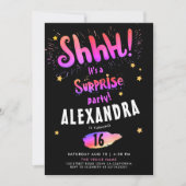 Invitation Fille cool Surprise Party Sweet 16e Neon Glow (Devant)