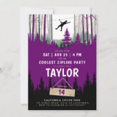 Invitation Fille cool Zipline Arbres roses Nature Sport (Devant)