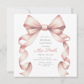 Invitation Fille Coquette Blush Aquarelle Bow Fête des mariée (Devant)