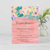 Invitation Fille Corail Jaune Fête des mariées d'aquarelle fl (Debout devant)