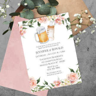 Invitation Fille Couples Co Ed Baby shower Floral Rose