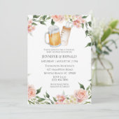 Invitation Fille Couples Co Ed Baby shower Floral Rose (Debout devant)