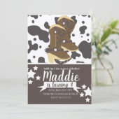 Invitation Fille Cowboy Anniversaire Impression Vache (Debout devant)
