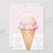 Invitation Fille Crème de glace rose Anniversaire (Devant)