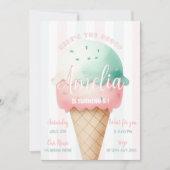 Invitation Fille Crème de glace rose Anniversaire (Devant)