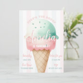 Invitation Fille Crème de glace rose Anniversaire (Debout devant)