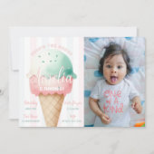 Invitation Fille Crème de glace rose Photo Anniversaire (Devant)