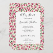 Invitation Fille Crème rose Chic Baby shower Floral (Devant / Derrière)