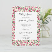 Invitation Fille Crème rose Chic Baby shower Floral (Debout devant)