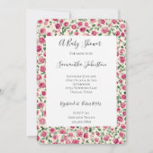 Invitation Fille Crème rose Chic Baby shower Floral (Devant)