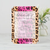 Invitation Fille Crème rose Empreinte de léopard noir (Debout devant)