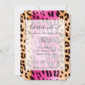 Invitation Fille Crème rose Empreinte de léopard noir (Devant)