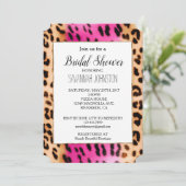 Invitation Fille Crème rose Empreinte de léopard noir (Debout devant)