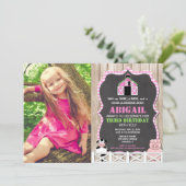 Invitation Fille d'animaux de ferme roses (Debout devant)
