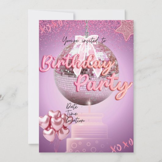 Invitation Fille d'anniversaire (Devant)