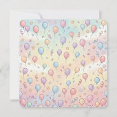 Invitation Fille d'anniversaire avec animaux en ballons paste (Dos)
