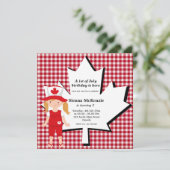 Invitation Fille d'anniversaire canadienne (Debout devant)