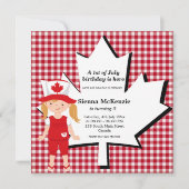 Invitation Fille d'anniversaire canadienne (Devant)