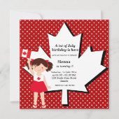 Invitation Fille d'anniversaire canadienne (Devant)