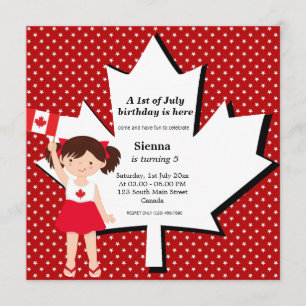Invitation Fille d'anniversaire canadienne