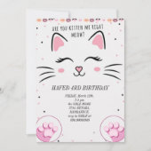 Invitation fille d'anniversaire chat filles chats chaton mign (Devant)