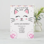 Invitation fille d'anniversaire chat filles chats chaton mign (Debout devant)