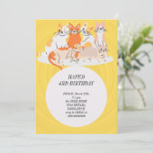 Invitation fille d'anniversaire chat filles chats chaton mign (Debout devant)