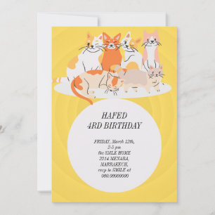Invitation fille d'anniversaire chat filles chats chaton mign