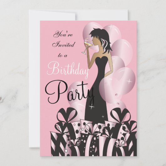 Invitation Fille d'anniversaire classique (Devant)