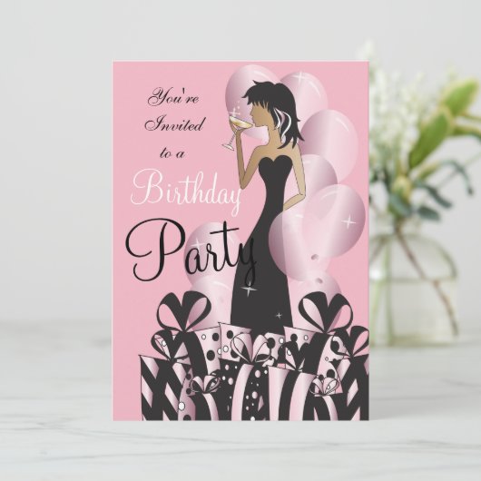 Invitation Fille d'anniversaire classique (Debout devant)