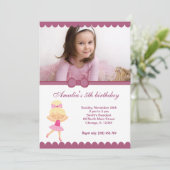 Invitation Fille d'anniversaire de Ballerina (Debout devant)