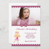 Invitation Fille d'anniversaire de Ballerina (Devant / Derrière)