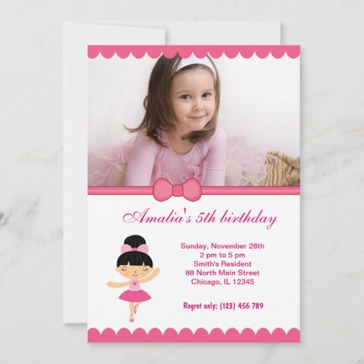 Invitation Fille d'anniversaire de Ballerina (Devant)