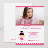 Invitation Fille d'anniversaire de Ballerina (Devant / Derrière)