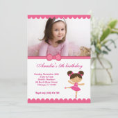 Invitation Fille d'anniversaire de Ballerina (Debout devant)