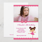 Invitation Fille d'anniversaire de Ballerina (Devant / Derrière)